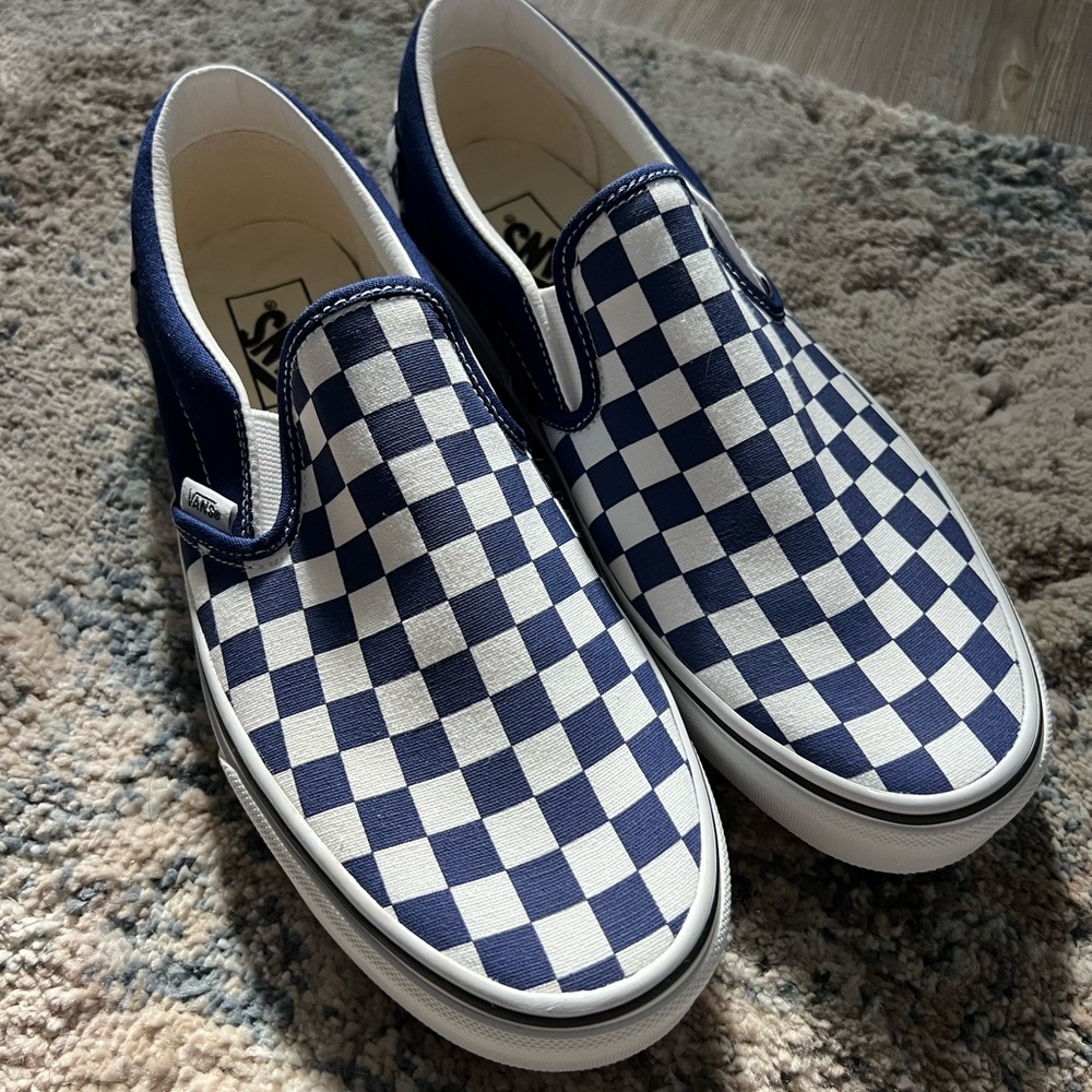 Vans Beacon Blue Checkered Slip-On Sneakers NWOT